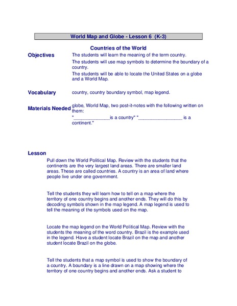Countries of the World Lesson Plan