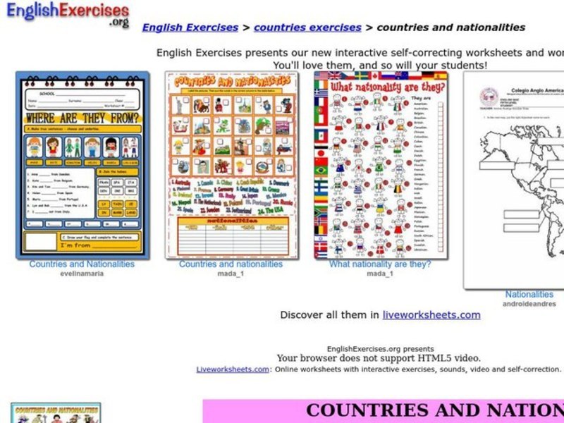 Countries and Nationalities Interactive