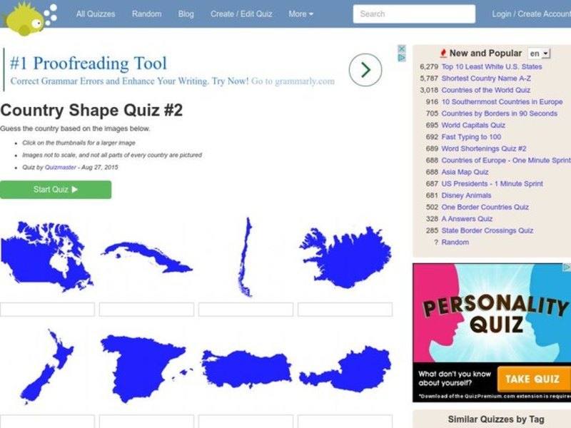 Country Shape Quiz  Interactive