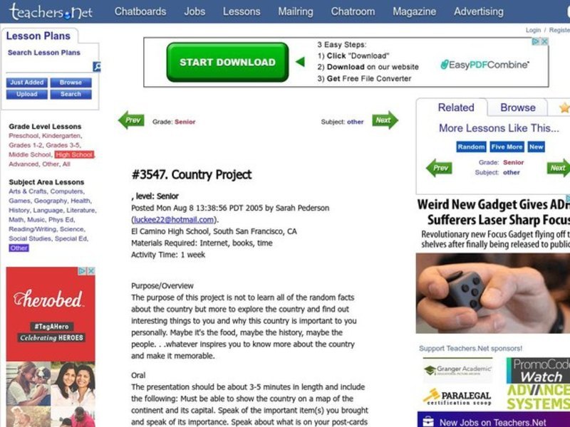 Country Project Lesson Plan