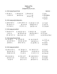Cramer's Rule Worksheet