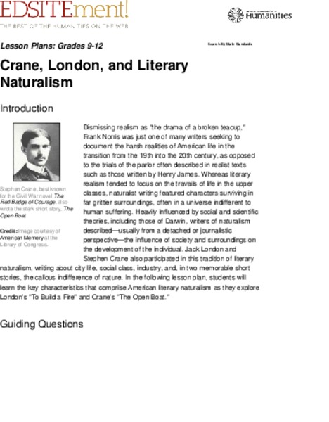 Crane, London, and Literary Naturalism Lesson Plan