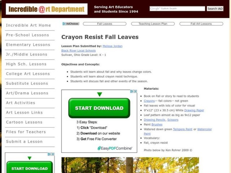 Crayon Resist Fall Leaves Lesson Plan