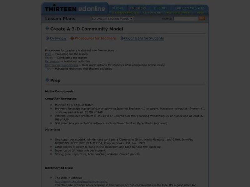 Create a 3-D Community Model Lesson Plan