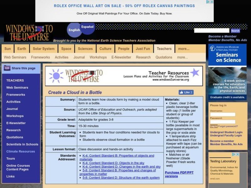 Create a Cloud in a Bottle Lesson Plan