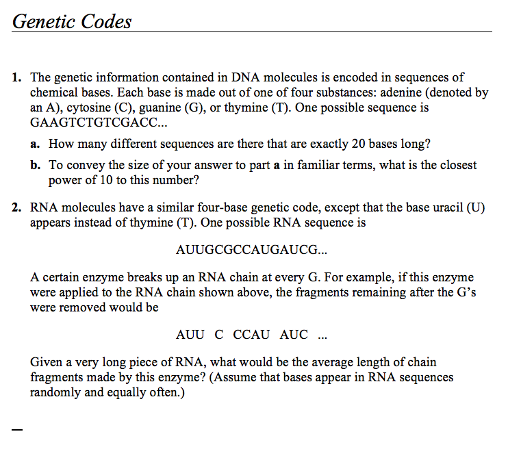 Genetic Codes Assessment