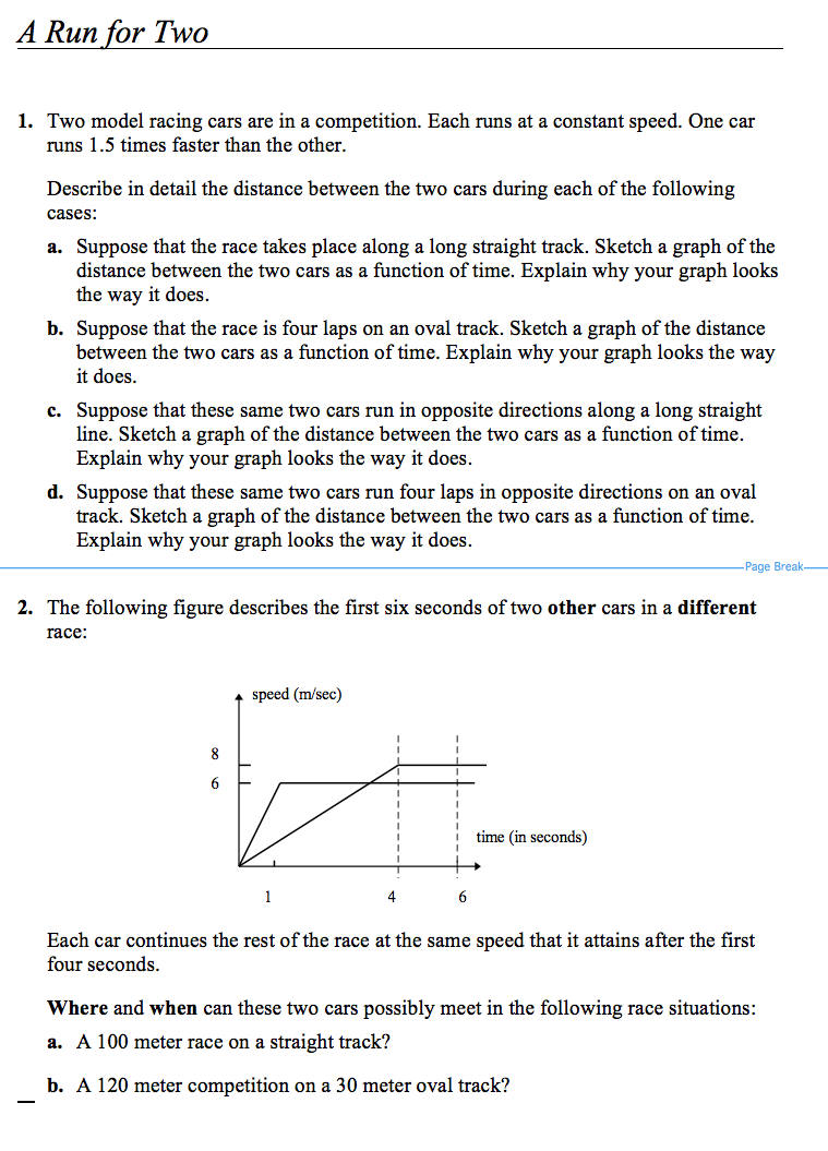 A Run for Two Assessment