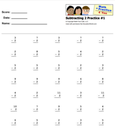 Subtracting 2: Practice 1 Worksheet