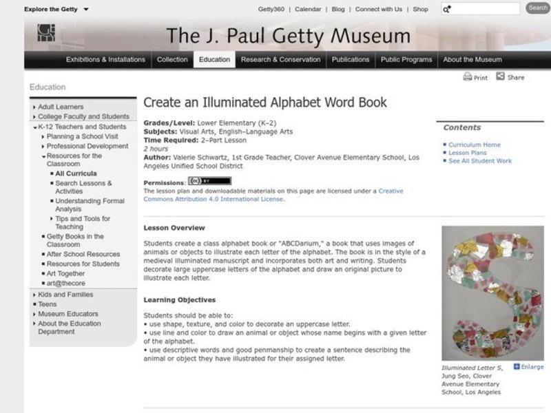 Create an Illuminated Alphabet Word Book Lesson Plan