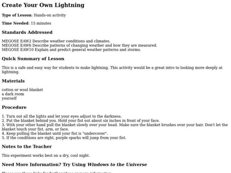Create Your Own Lightning Lesson Plan