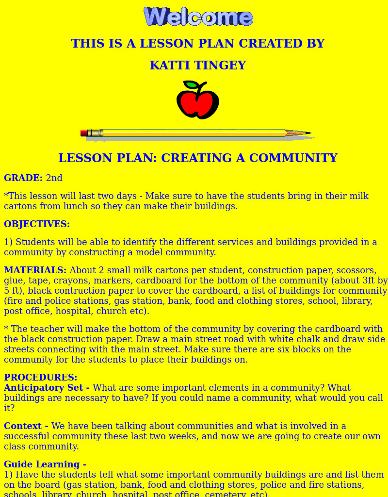 Creating A Community Lesson Plan