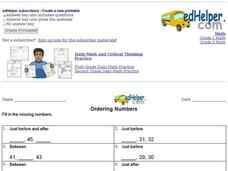 Ordering Numbers Practice Worksheet