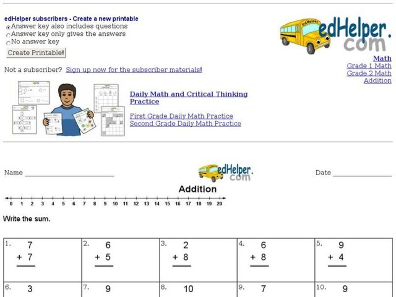 Easy Addition #3 Worksheet