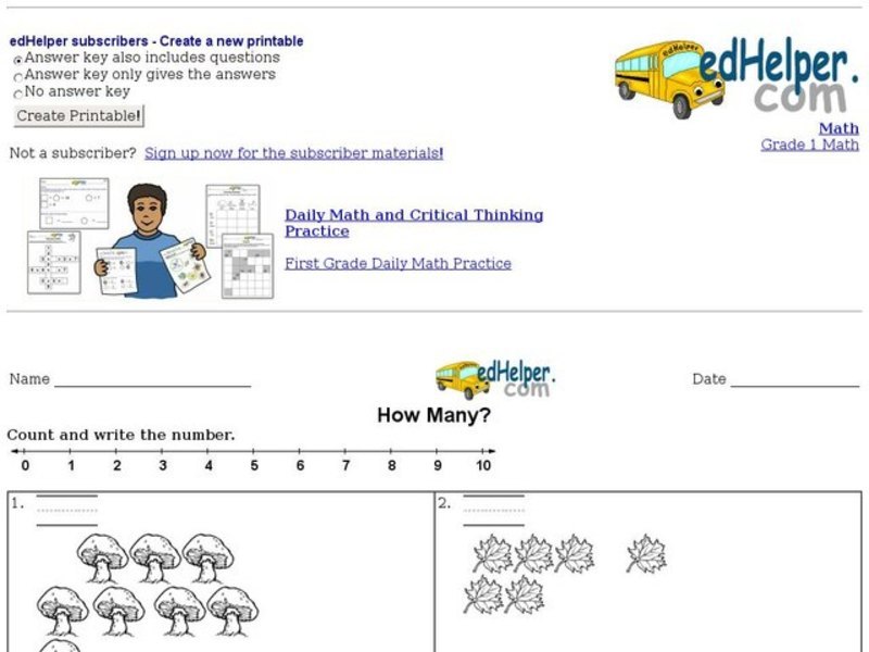 How Many? Counting Worksheet