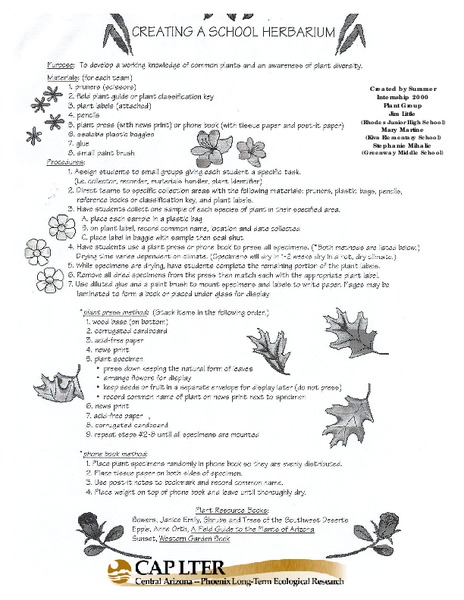 Creating A School Herbarium Lesson Plan