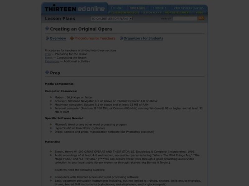 Creating an Original Opera Lesson Plan