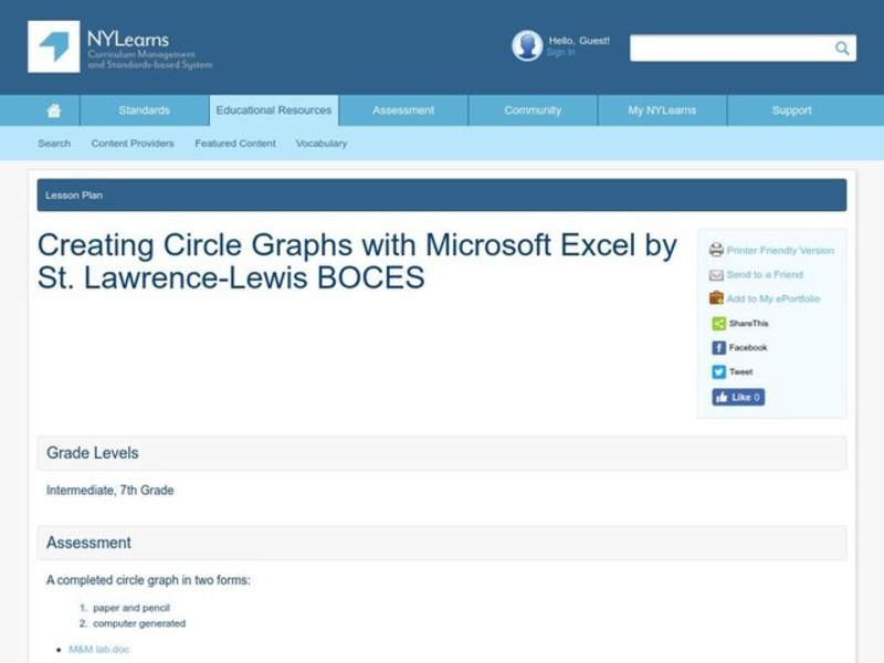 Creating Circle Graphs with Microsoft Excel Lesson Plan