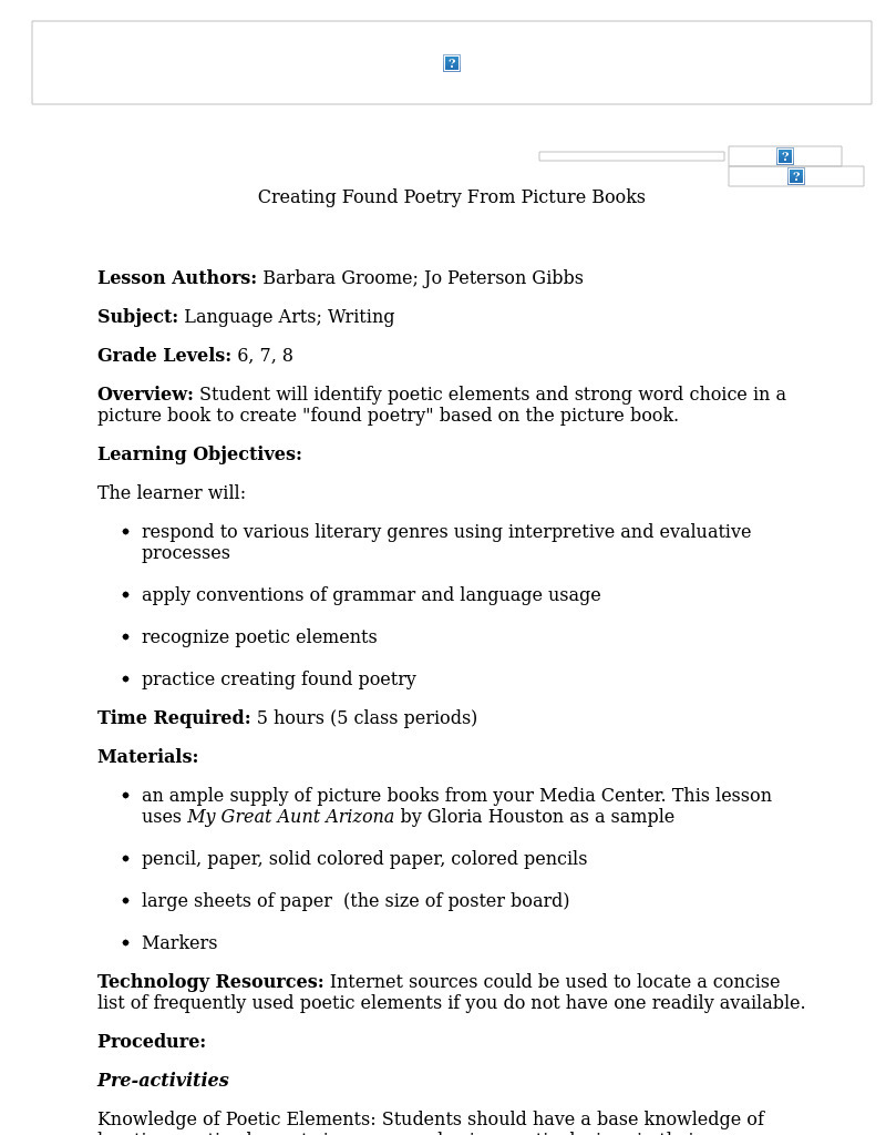 Creating Found Poetry From Picture Books Lesson Plan