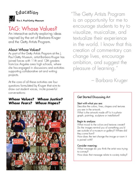 Tag: Whose Values Activity