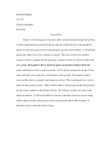 Creative Dramatics Lesson Plan