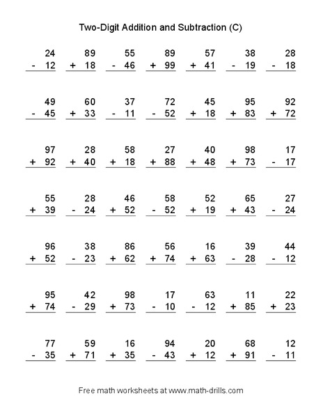 Two-Digit Addition and Subtraction (C) Worksheet