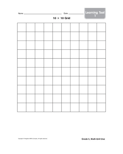 10 X 10 Grid Worksheet