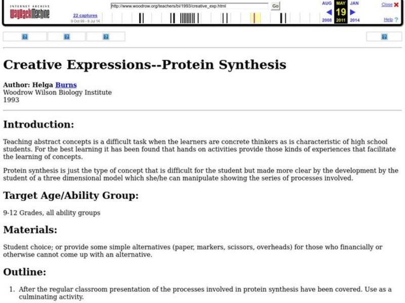 Creative Expressions--Protein Synthesis Lesson Plan