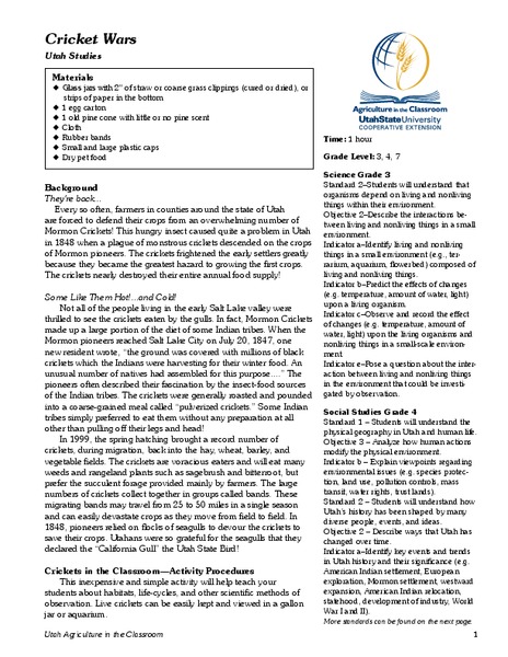 Cricket Wars Lesson Plan