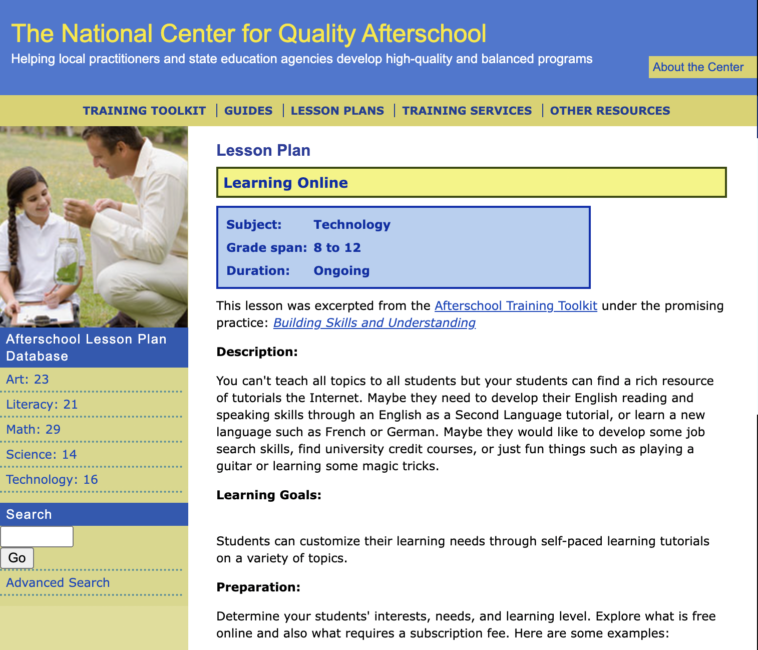 Learning Online Lesson Plan