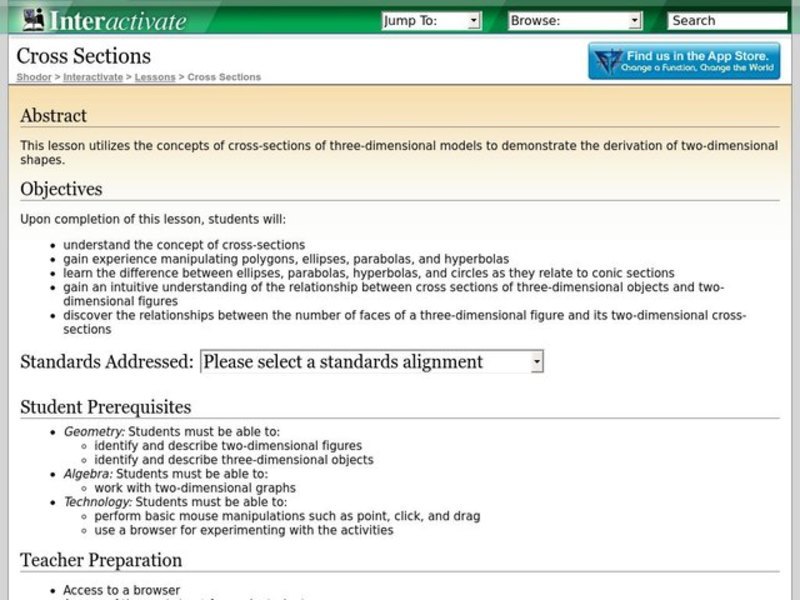 Cross Sections Lesson Plan