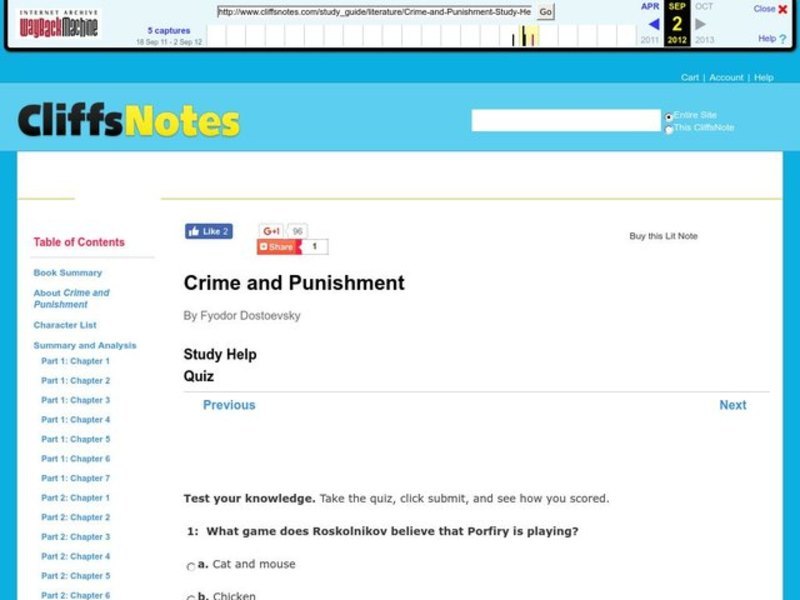 Crime and Punishment Quiz Interactive