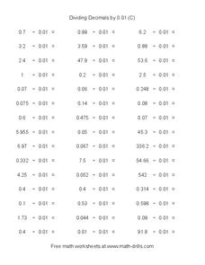 Dividing Decimals by 0.01 [C] Worksheet