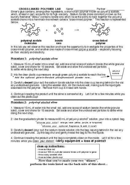 Cross-Linked Polymer Lab Worksheet