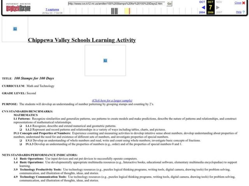 100 Stamps for 100 Days Lesson Plan