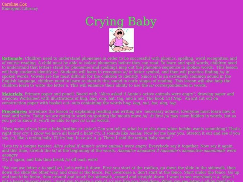 Crying Baby Lesson Plan