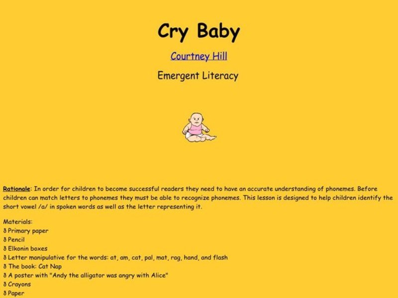 Cry Baby Lesson Plan