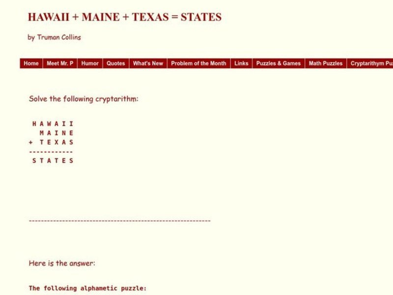 Cryptarithm Worksheet