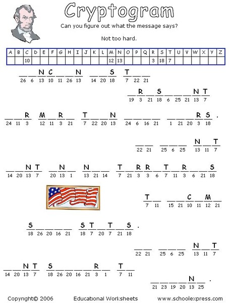 Cryptogram Worksheet