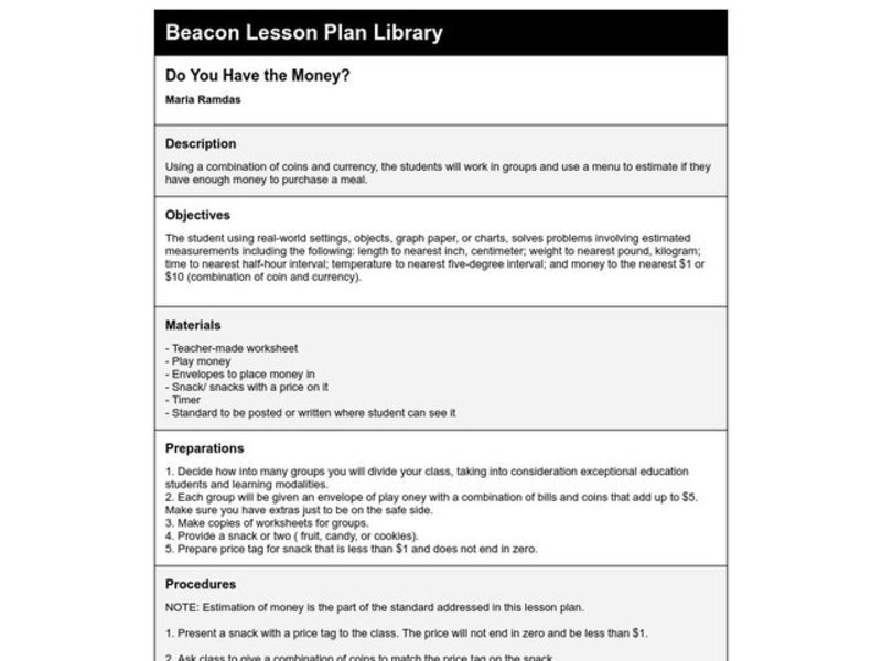Cuisenaire Chefs Lesson Plan