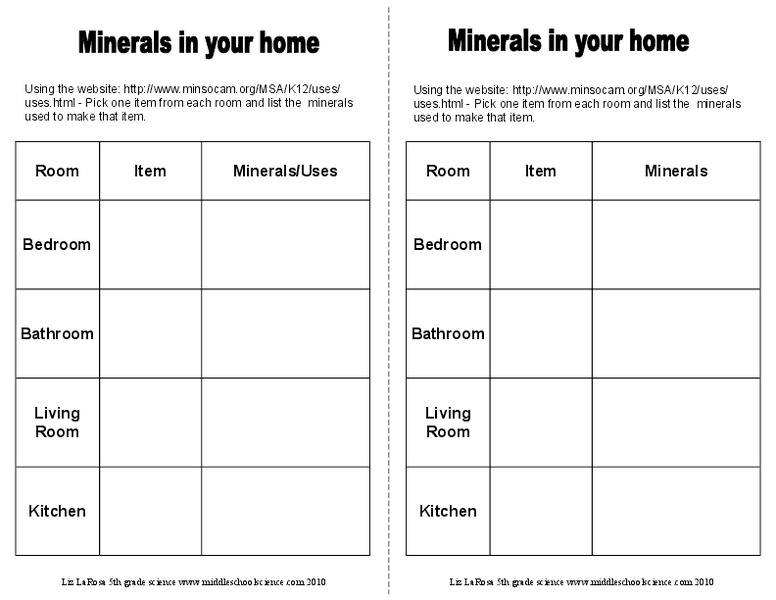 Minerals in Your Home Printables