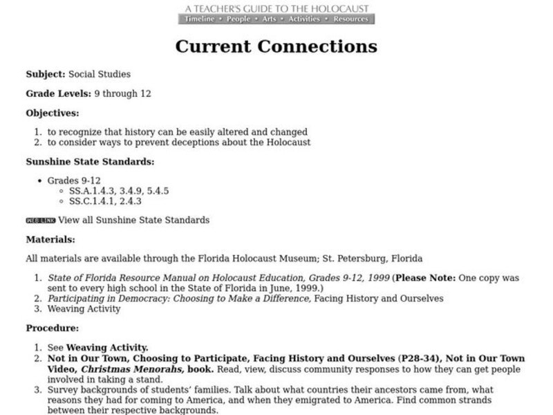 Current Connections Lesson Plan