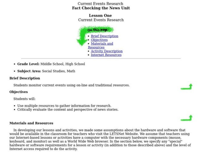 Current Events Research Lesson Plan