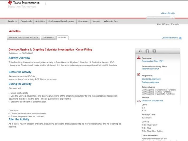 Curve Fitting Lesson Plan