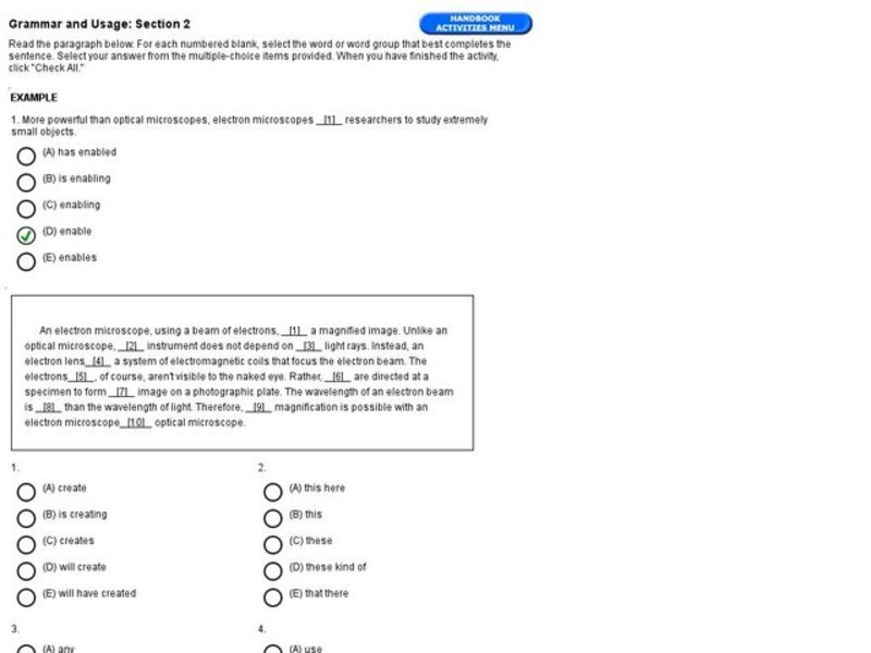 Grammar and Usage: Fill in the Blanks Interactive