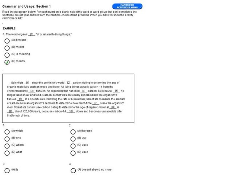 Grammar and Usage: Section 1, Paragraph #2 Interactive