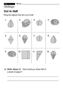 Cut in Half Worksheet