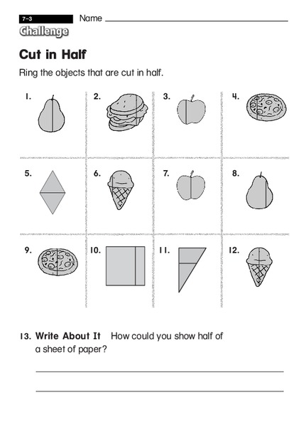 Cut in Half Worksheet