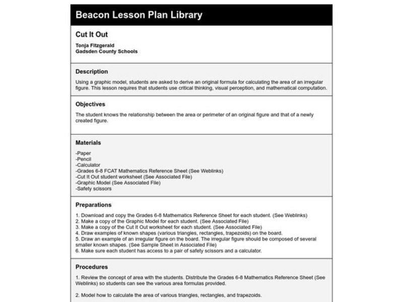 Cut It Out Lesson Plan