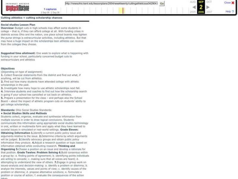 Cutting Athletics = Cutting Scholarship Chances Lesson Plan