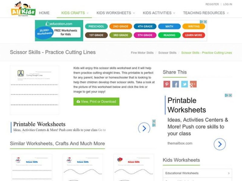 Cutting Straight Lines Worksheet